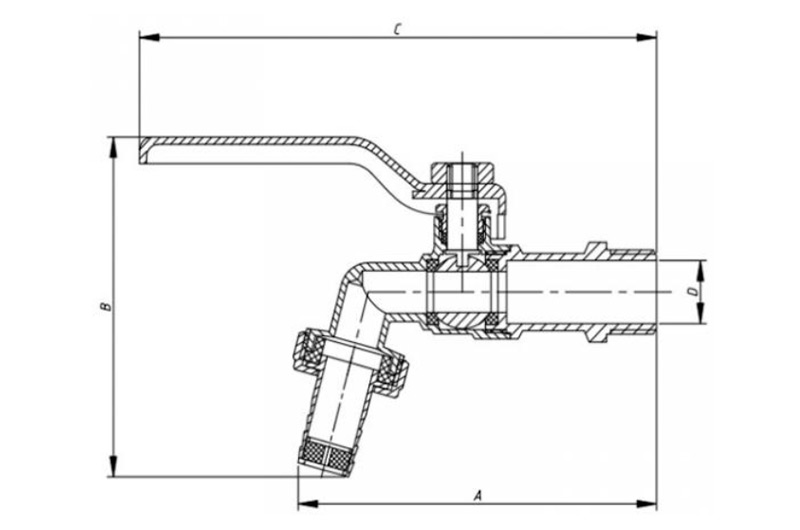 Dimensions of Brass Ball Bibcock